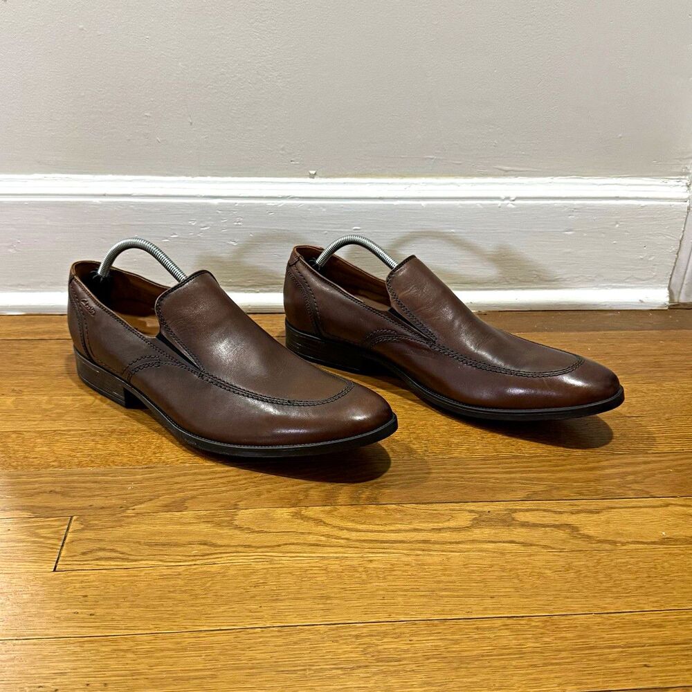 Clarks Men's Brown Synthetic Slip-On Dress Loafers US 13 M EUR 48 Casual Career